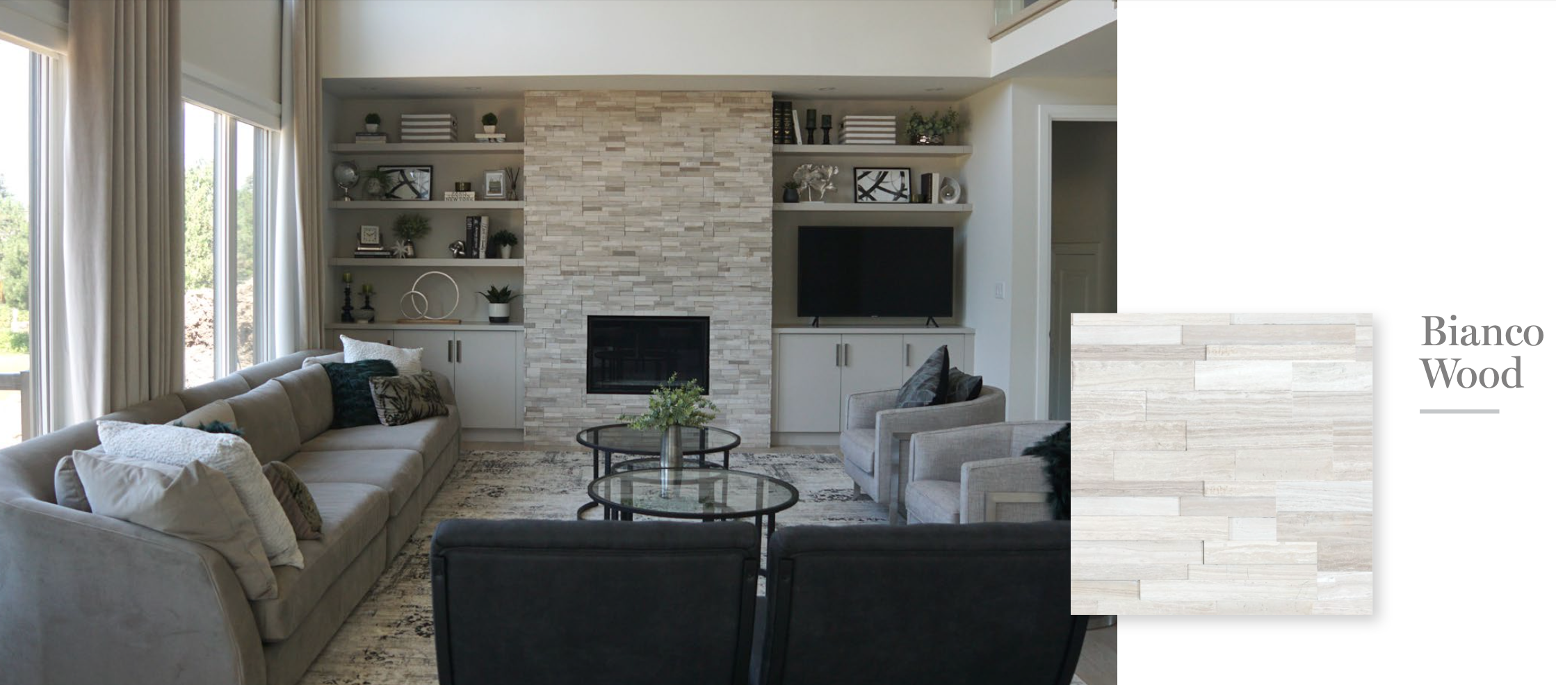 StoneRox Natural Stone Panels - Bianco Wood - Corners (3 LF/Box)