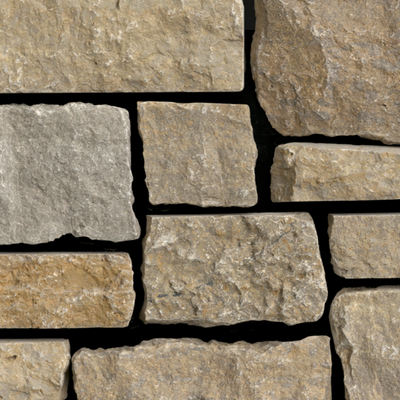 Pewter Ridge Gold natural stone thin veneer flats — real US-quarried natural stone