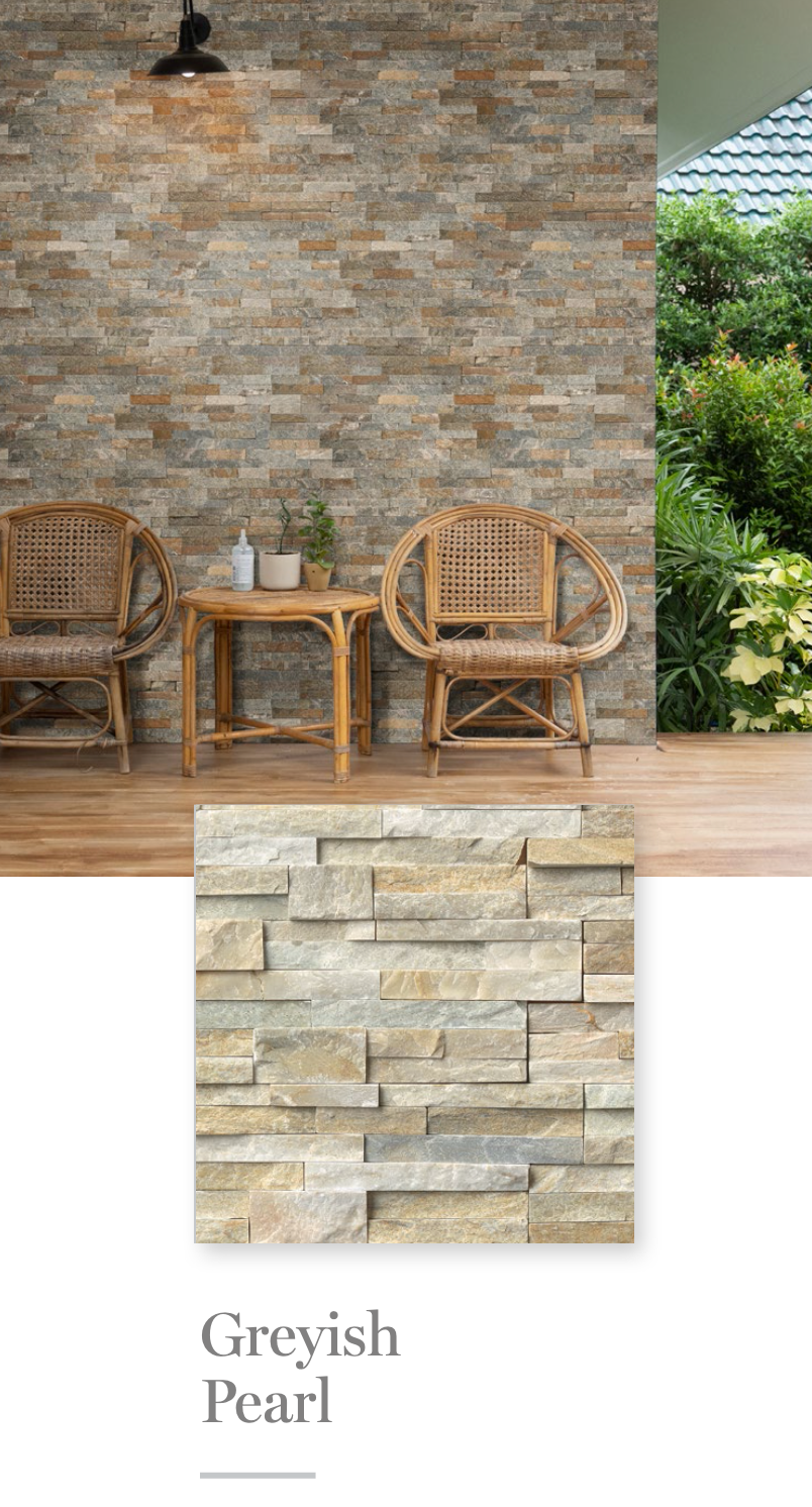 StoneRox Natural Stone Panels - Greyish Pearl - Flat - (6 SF/Box)