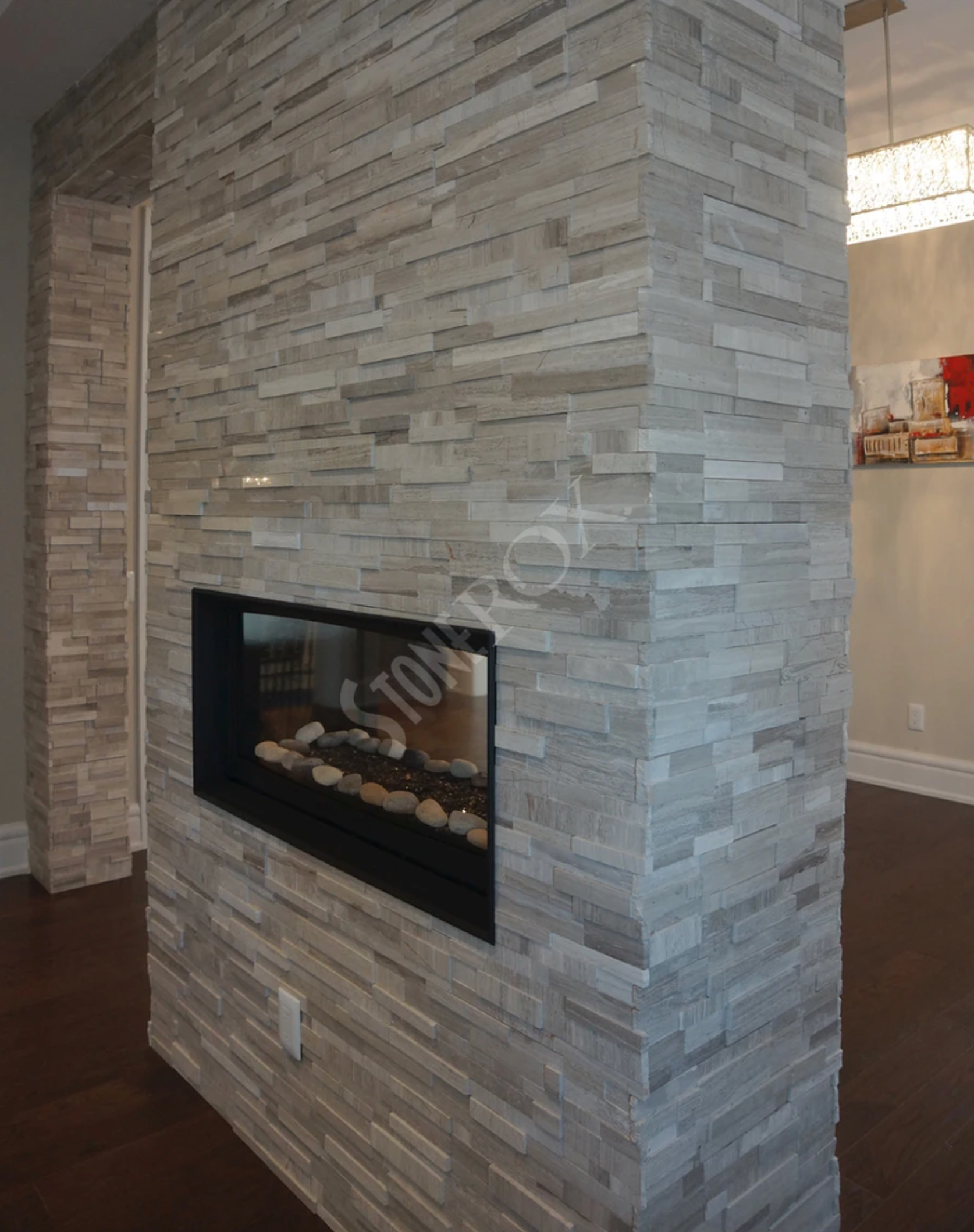 StoneRox Natural Stone Panels - Bianco Wood - Flat - (6 SF/Box)