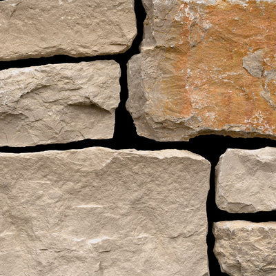 Ashford Gray Limestone Random Heights natural limestone full bed building stone — Earthworks Dove Gray Random Heights