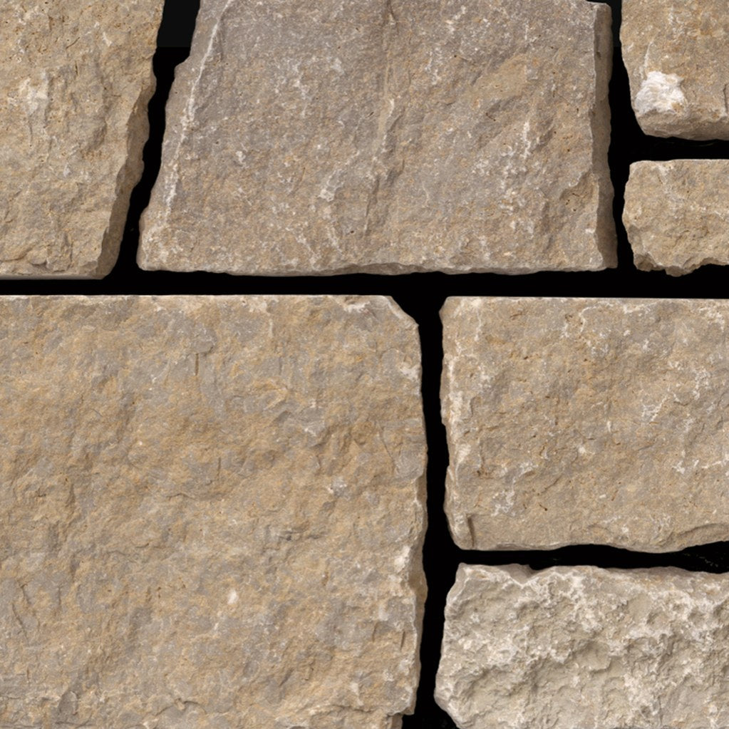 Kingsley Gold Limestone natural limestone full bed building stone — Earthworks Cottage Gold