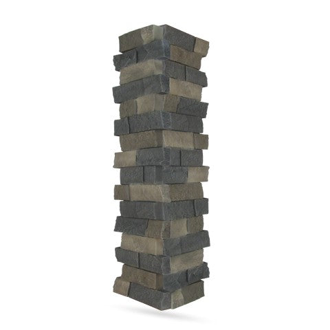 Quality Stone Ledge Stone Pillar Panel in Dark Brown Blend — view 22