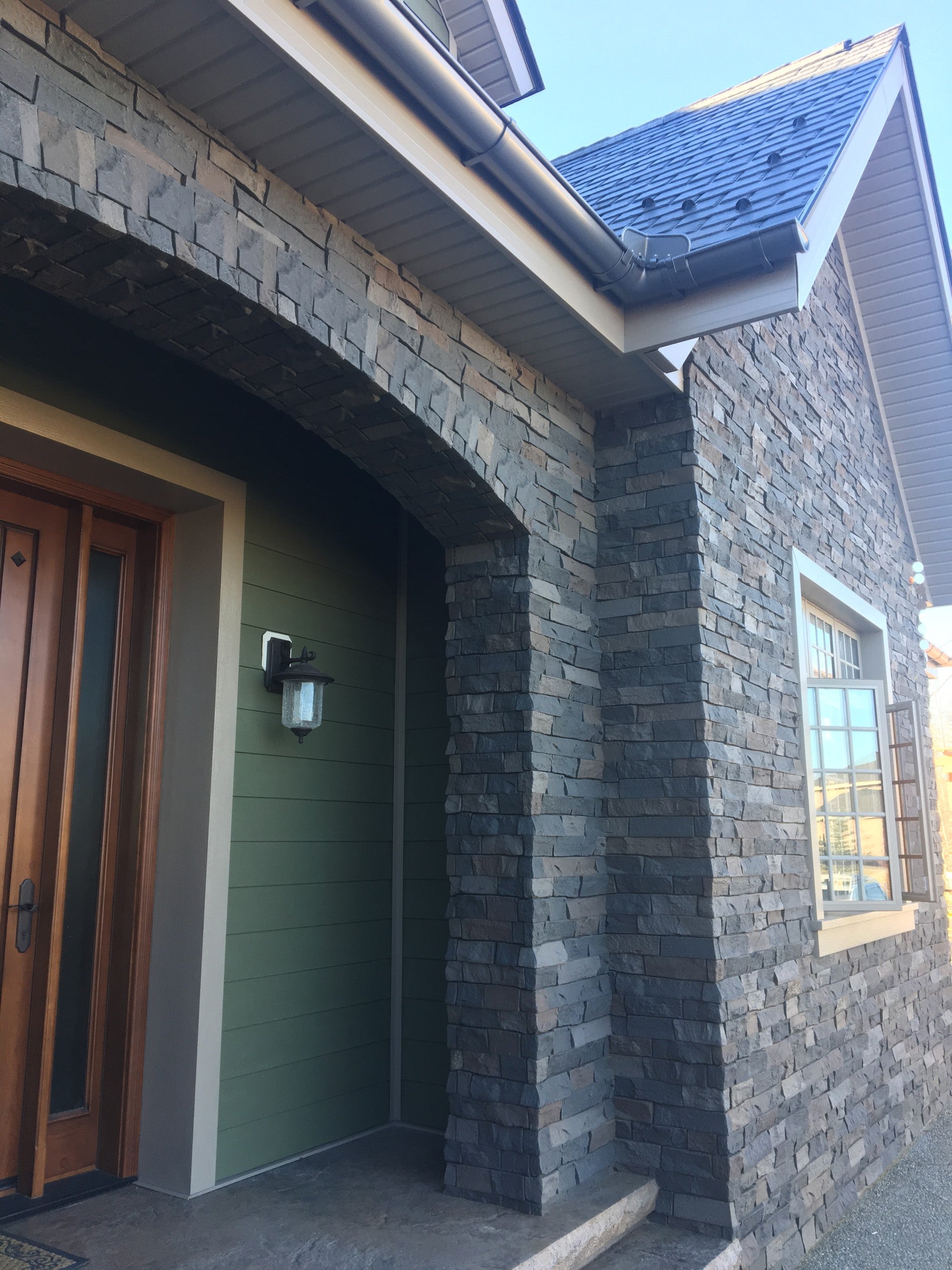 Quality Stone faux Ledge Stone panel in Dark Brown Blend — polyurethane wall panel, 2 sq ft per piece