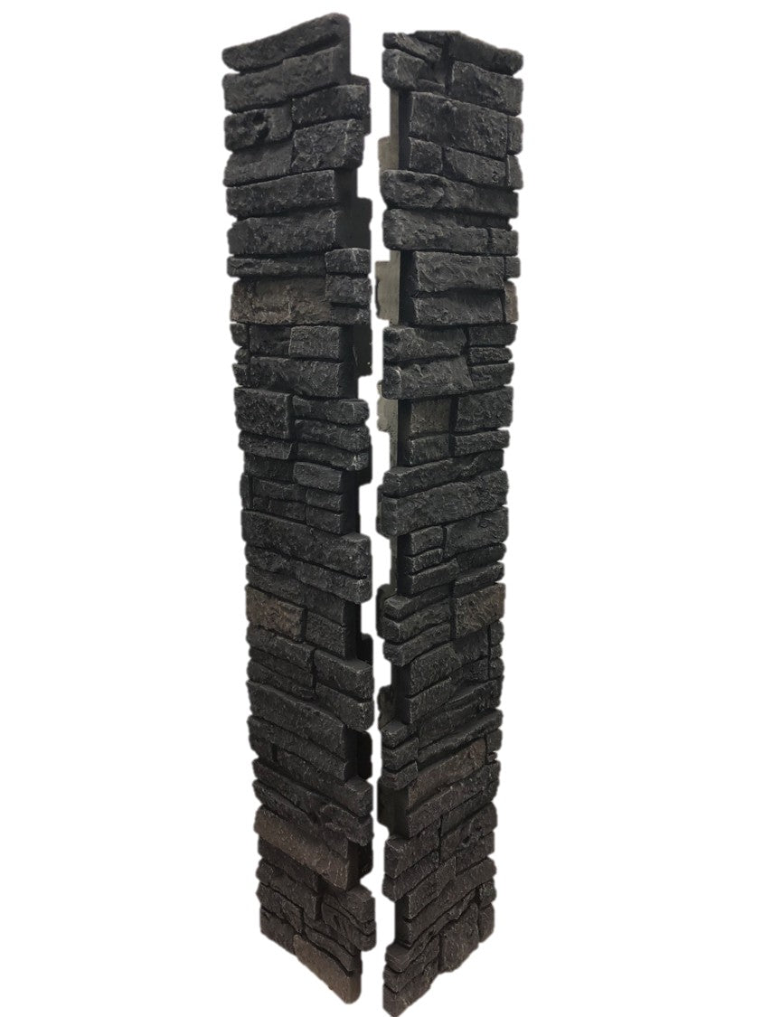 Quality Stone Stacked Stone Post Cover in Black Blend