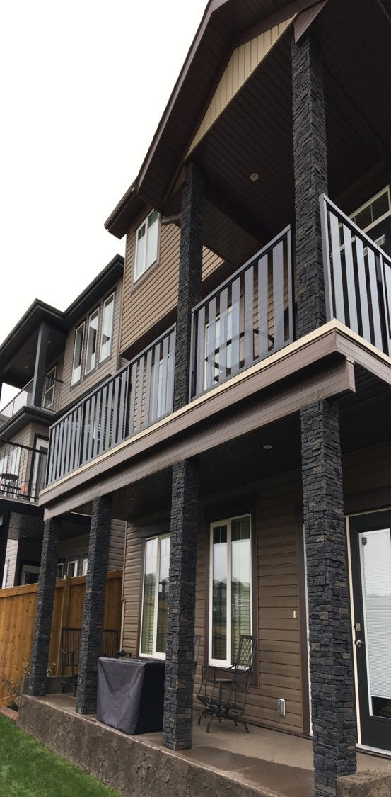 Quality Stone Stacked Stone Post Cover in Midnight Shadow