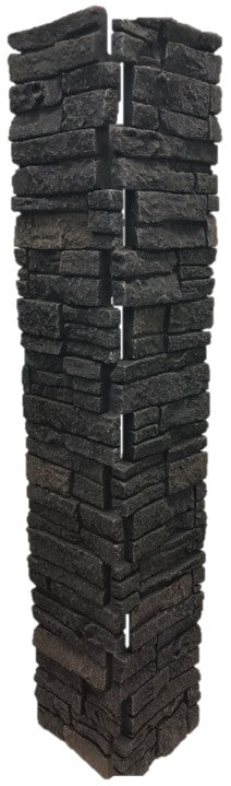 Quality Stone Stacked Stone Post Cover in Black Blend — view 19
