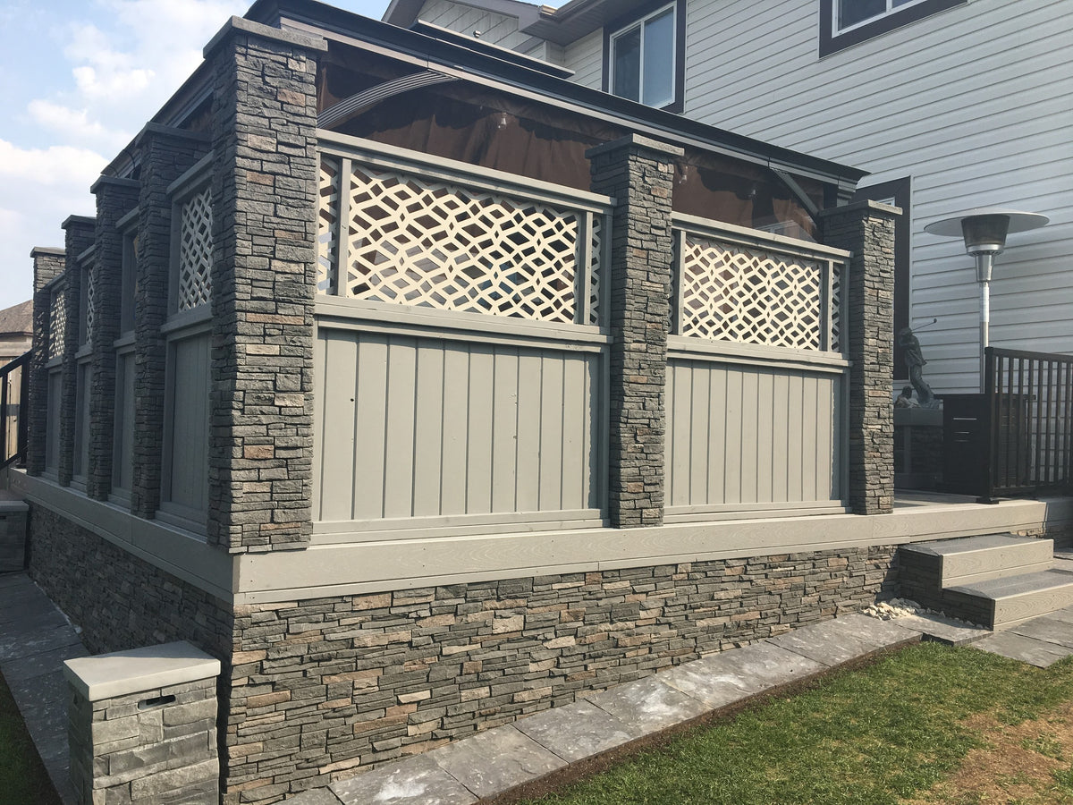 Quality Stone Stacked Stone Panel in Dark Brown Blend — view 44
