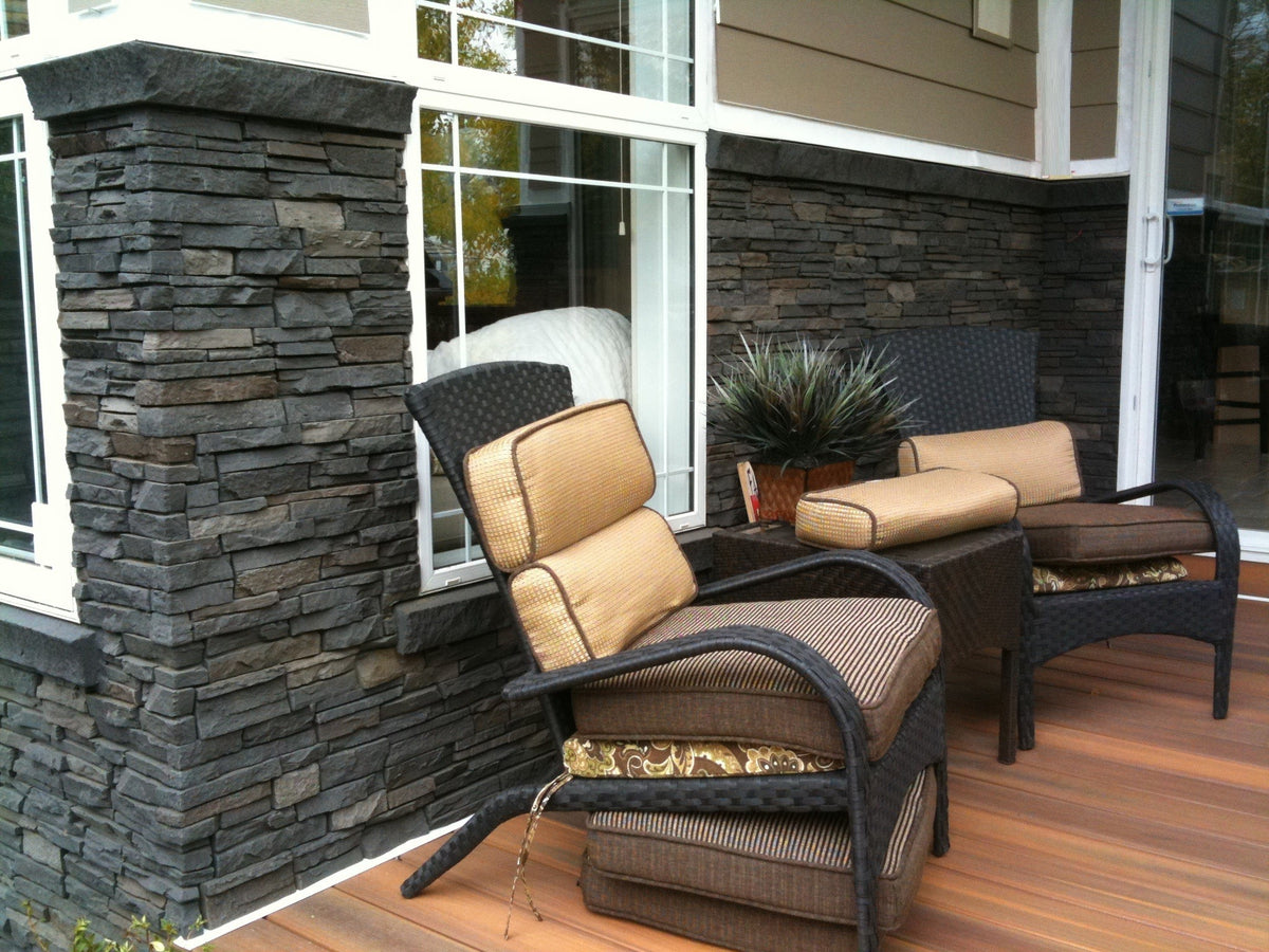 Quality Stone Stacked Stone Panel in Dark Brown Blend — view 65