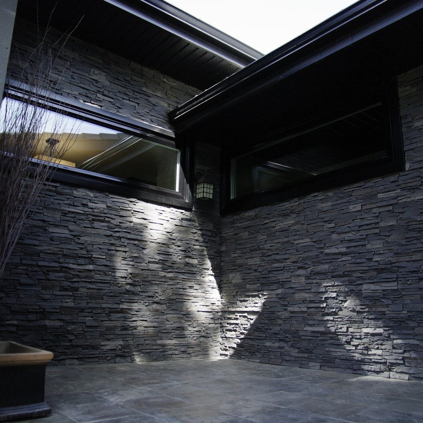 Quality Stone Stacked Stone Panel in Dark Brown Blend — Sample
