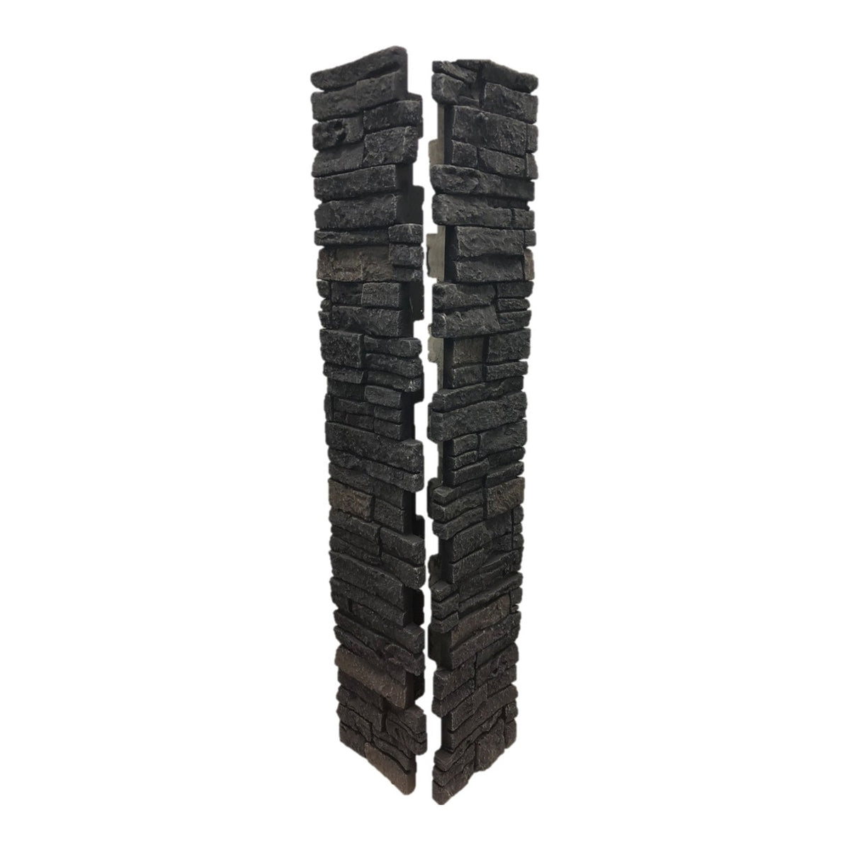 Quality Stone Stacked Stone Post Cover in Midnight Shadow