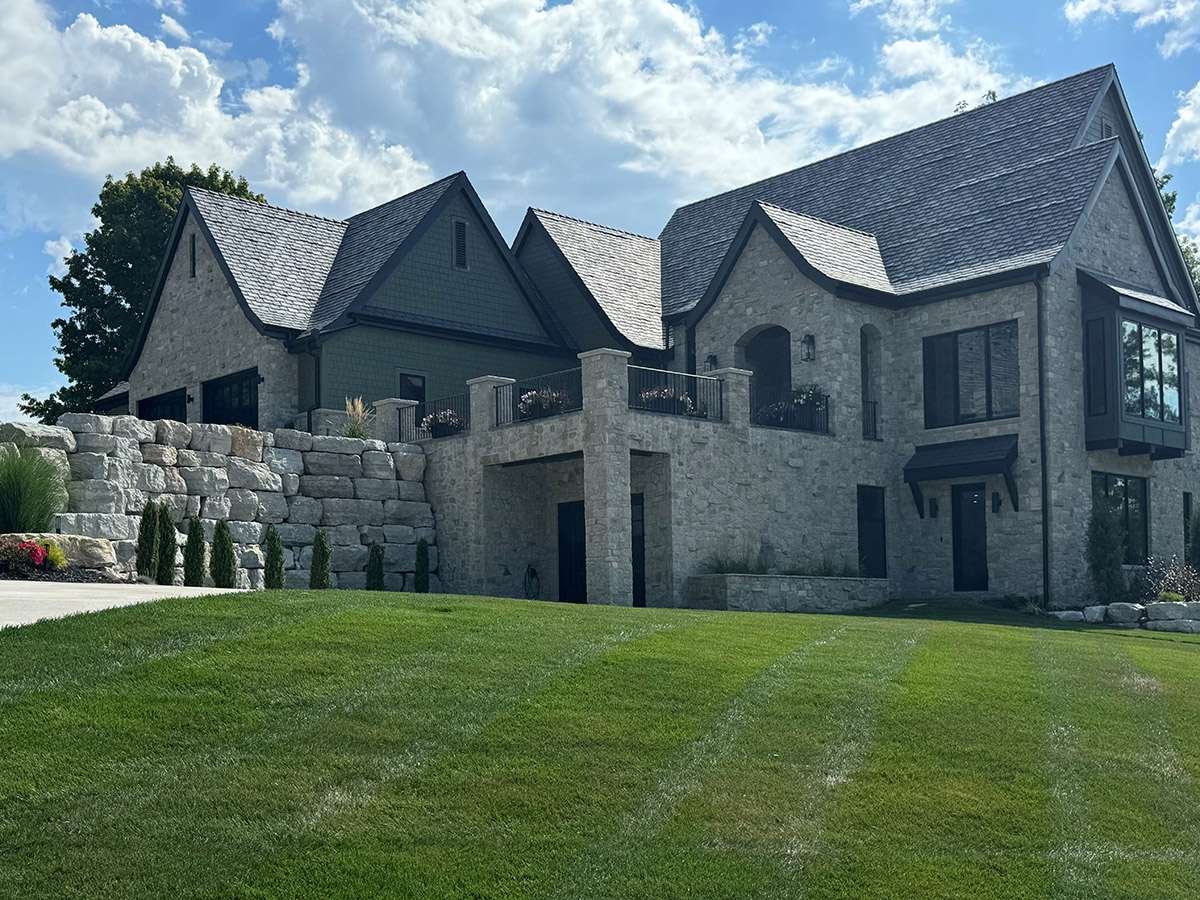 Wheatfield Limestone installed stone wall