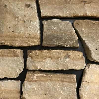 Wheatstone Sandstone Tumbled Random Heights natural sandstone full bed building stone — Earthworks Honey Wheat Tumbled Random Heights