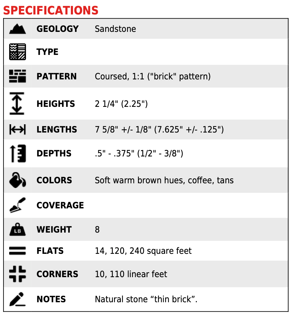 Natural Stone Thin Brick Veneer - Myrtlewood - Sample