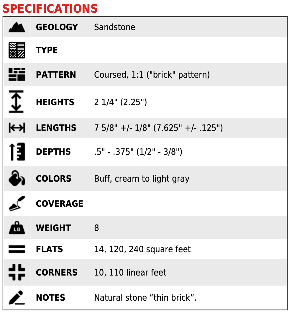 Natural Stone Thin Brick Veneer - Winslow - Sample