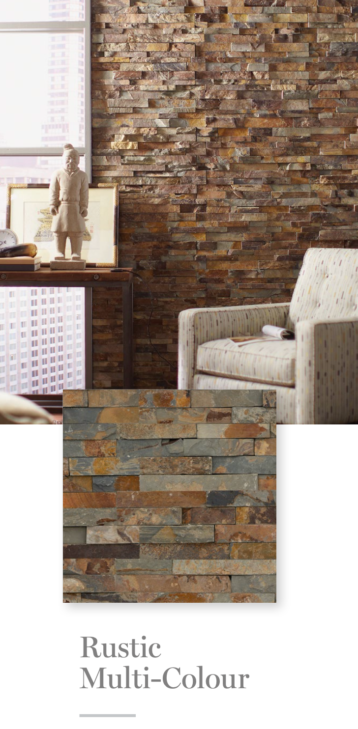 StoneRox Natural Stone Panels - Rustic Multi-Coloured - Corners (2 LF/Box)