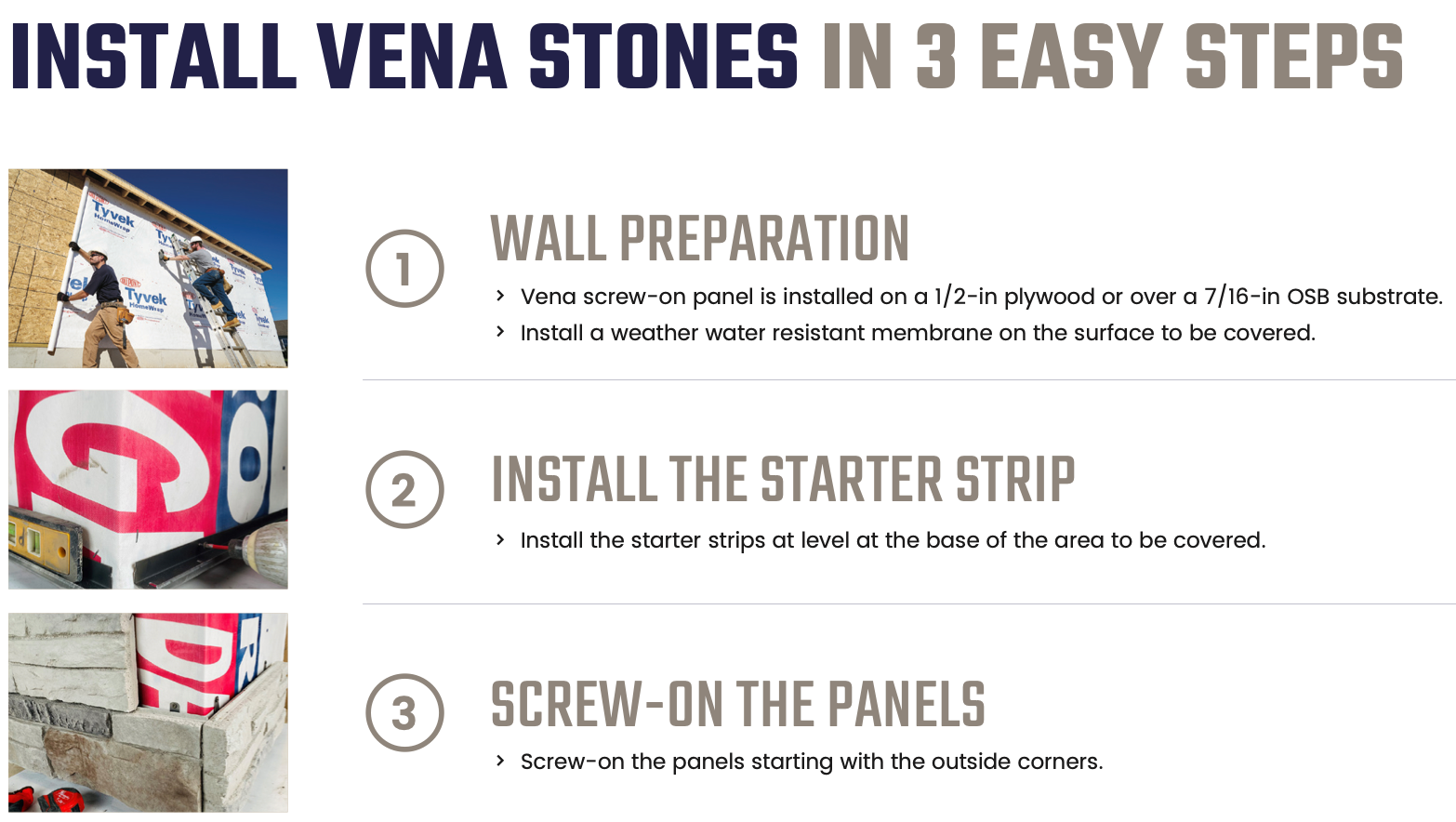 Vena CastleRock Screw-On Stone Panels - Graphite - Flat - Small Box (5 SF)
