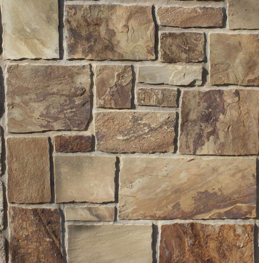 Ironwood Ledge Squares and Recs installed stone wall
