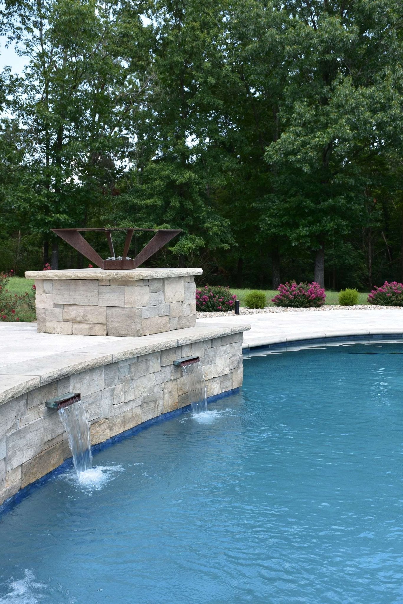 Princeton Manor Limestone Dimensional installed stone wall