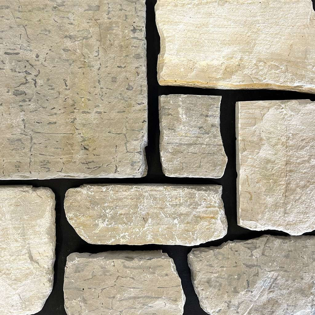 Princeton Manor Limestone Tumbled Random Heights natural limestone full bed building stone — Earthworks Aux Vases Tumbled Random Heights