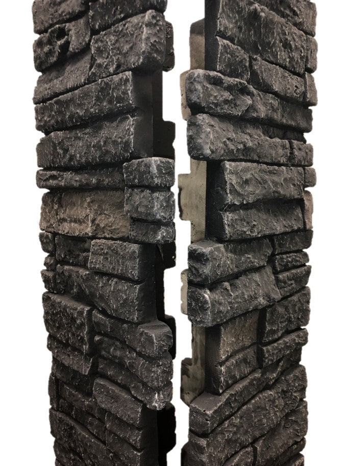 Quality Stone Stacked Stone Post Cover in Dark Brown Blend