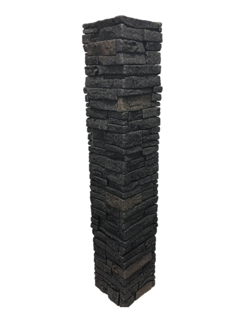 Quality Stone Stacked Stone Post Cover in Black Blend — view 14