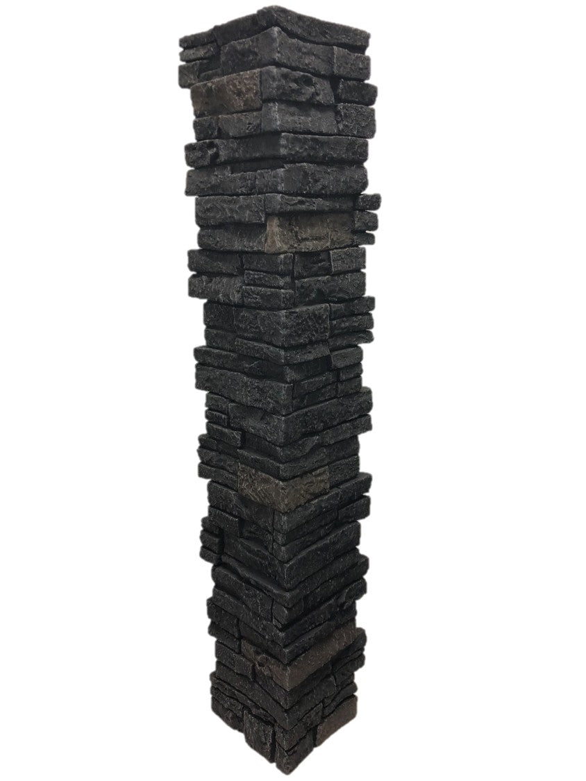 Quality Stone Stacked Stone Post Cover in Black Blend — view 15