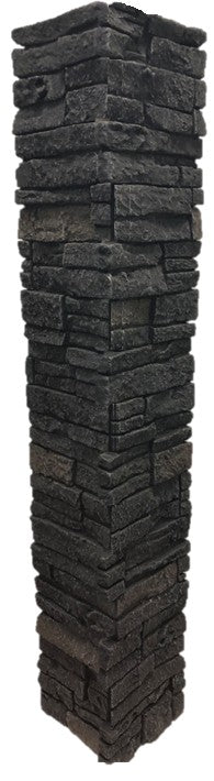 Quality Stone Stacked Stone Post Cover in Black Blend — view 20