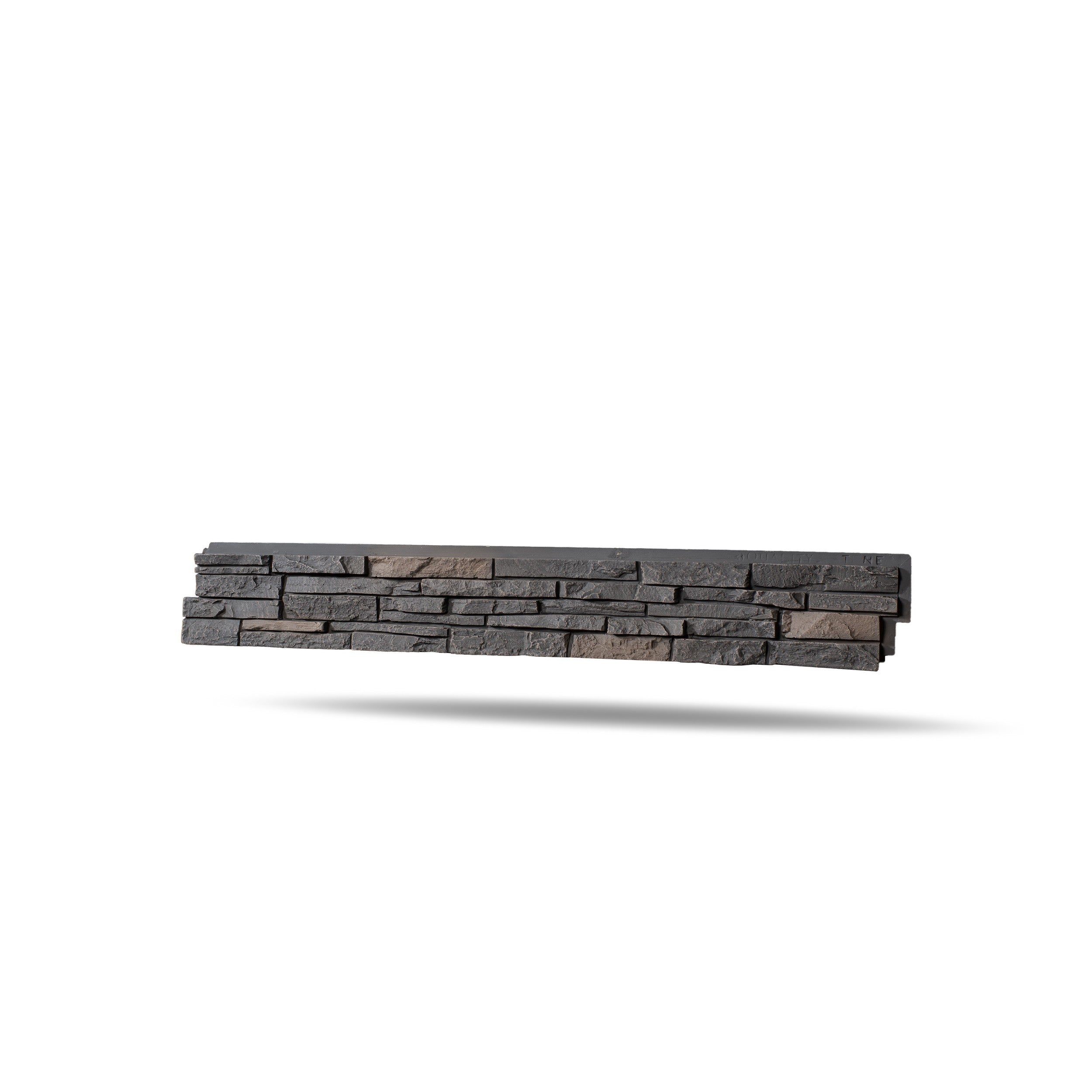 Quality Stone faux Stacked Stone panel in Black Blend — interlocking polyurethane wall panel, 2 sq ft per piece