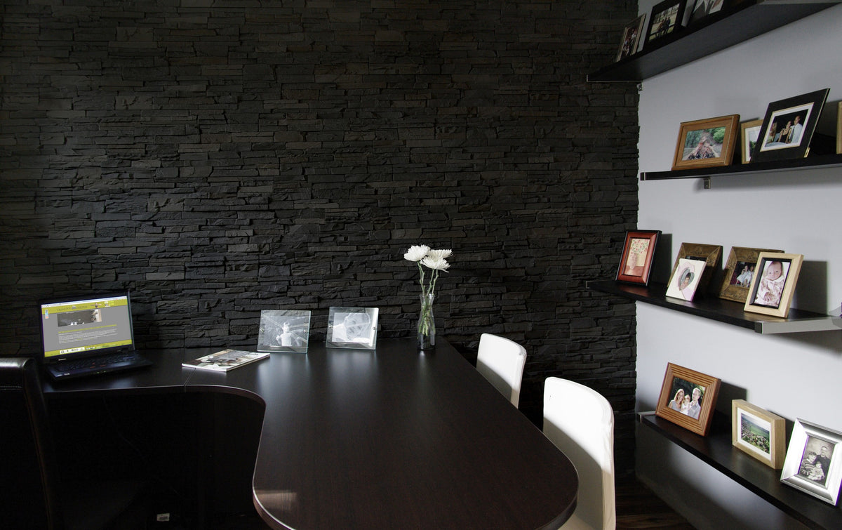 Quality Stone Stacked Stone Panel in Black Blend — view 48