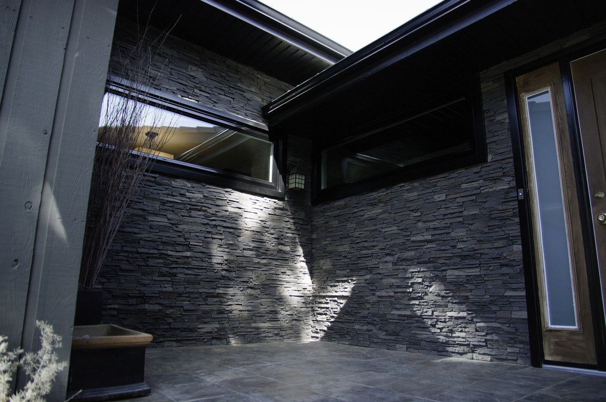 Quality Stone Stacked Stone Panel in Dark Brown Blend — view 40
