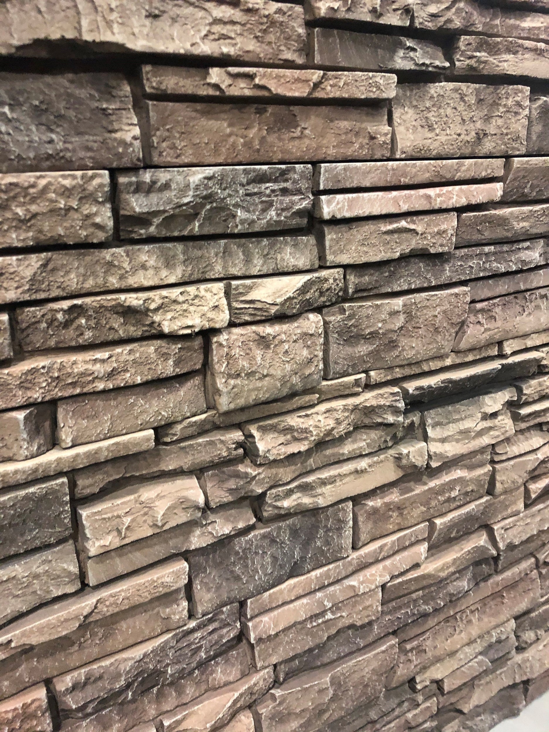 Quality Stone faux Stacked Stone panel in Rustic Tan — interlocking polyurethane wall panel, 2 sq ft per piece