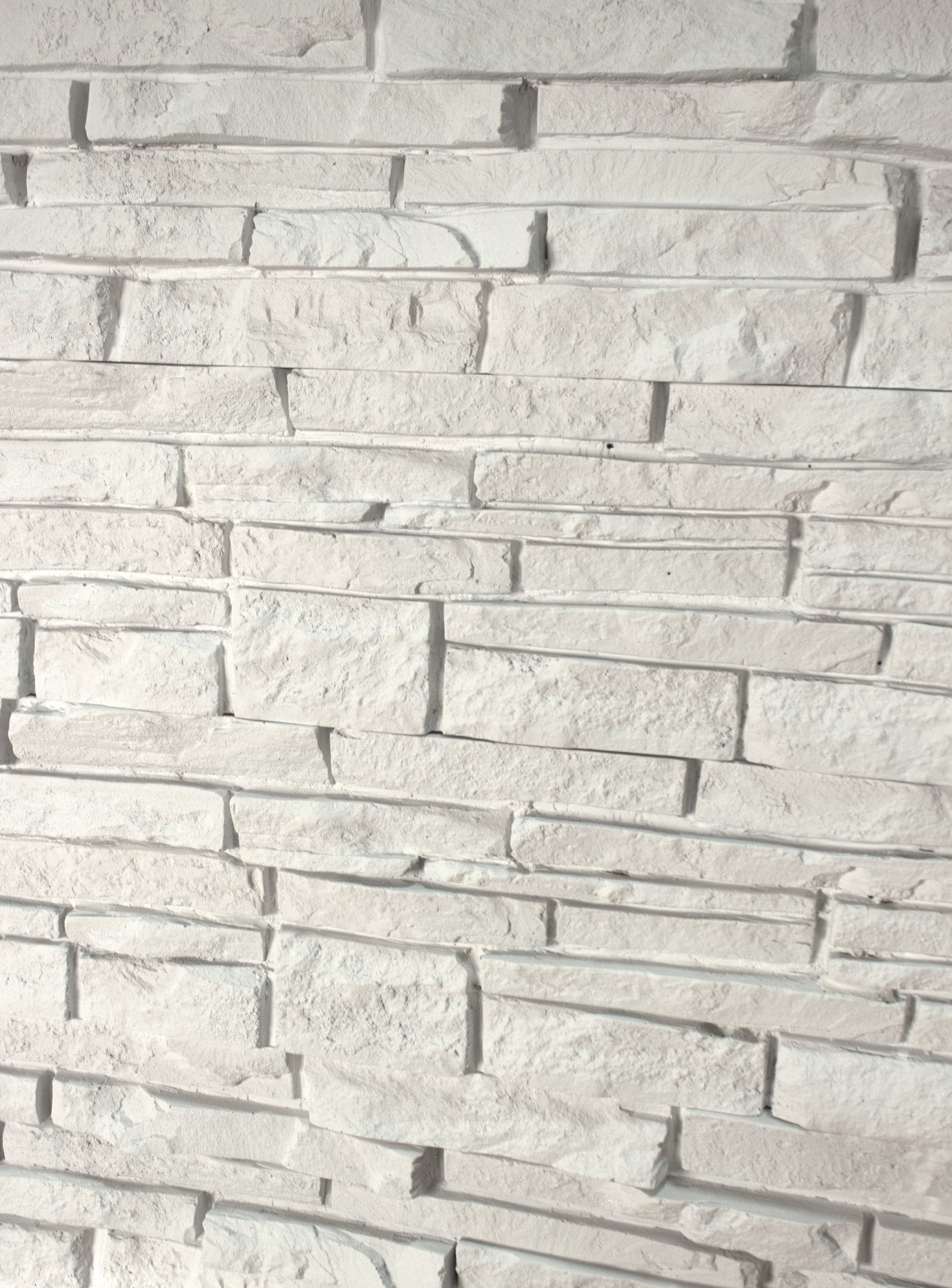 Quality Stone faux Stacked Stone panel in Simply White — interlocking polyurethane wall panel, 2 sq ft per piece