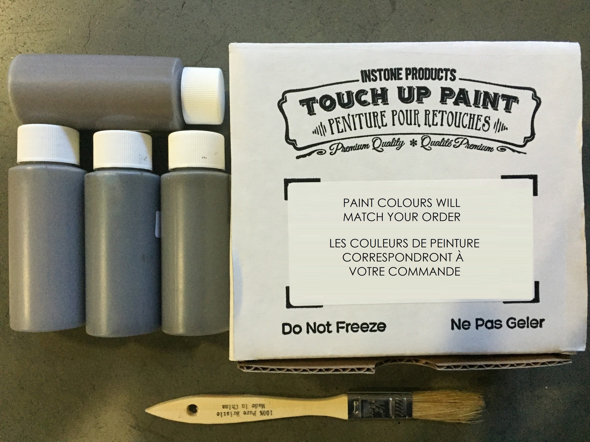 Quality Stone Touch-Up Paint Kit — colour-matched touch-up kit, ~300 sq ft per kit
