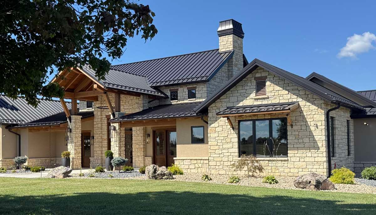 Silverdale Limestone Tumbled Dimensional installed stone wall