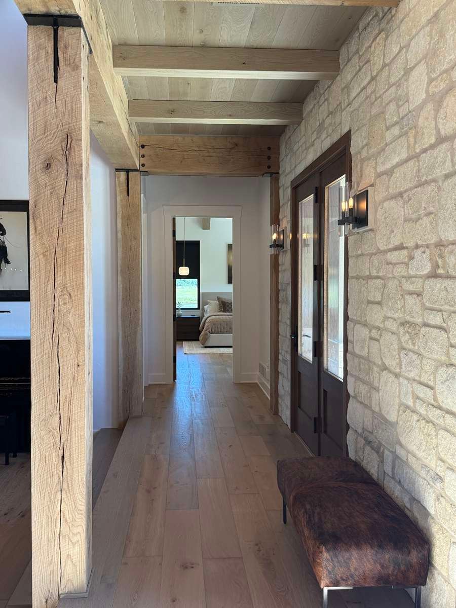 Silverdale Limestone Tumbled Dimensional installed stone wall