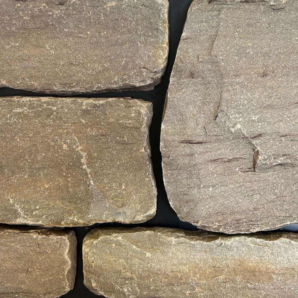 Silverleaf Sandstone Tumbled Random Heights natural sandstone full bed building stone — Earthworks Silver Leaf Tumbled Random Heights