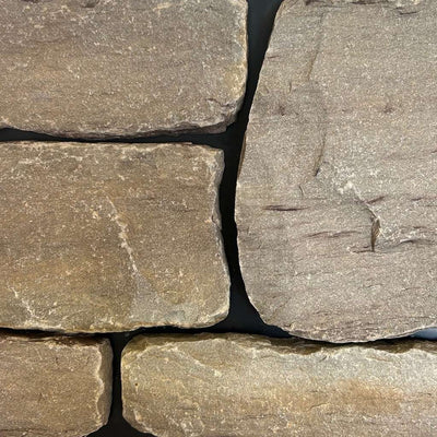 Silverleaf Sandstone Tumbled Random Heights natural sandstone full bed building stone — Earthworks Silver Leaf Tumbled Random Heights