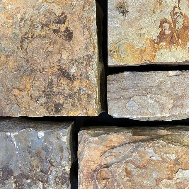 Summit Sandstone Recs and Squares natural sandstone full bed building stone — Earthworks Mountain Blend Recs and Squares