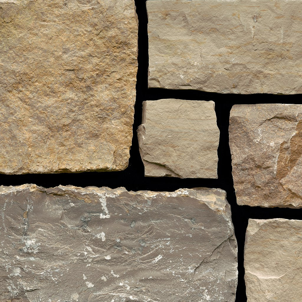 Wynfield Farmhouse Limestone Random Heights natural limestone full bed building stone — Earthworks Farmhouse Random Heights